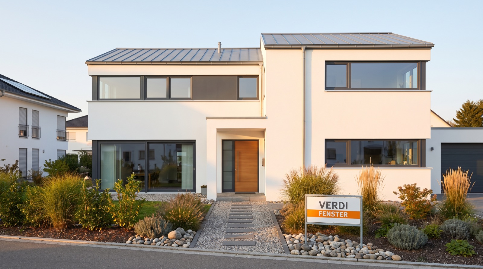 Schöner moderner Neubau mit großen Fensterflächen