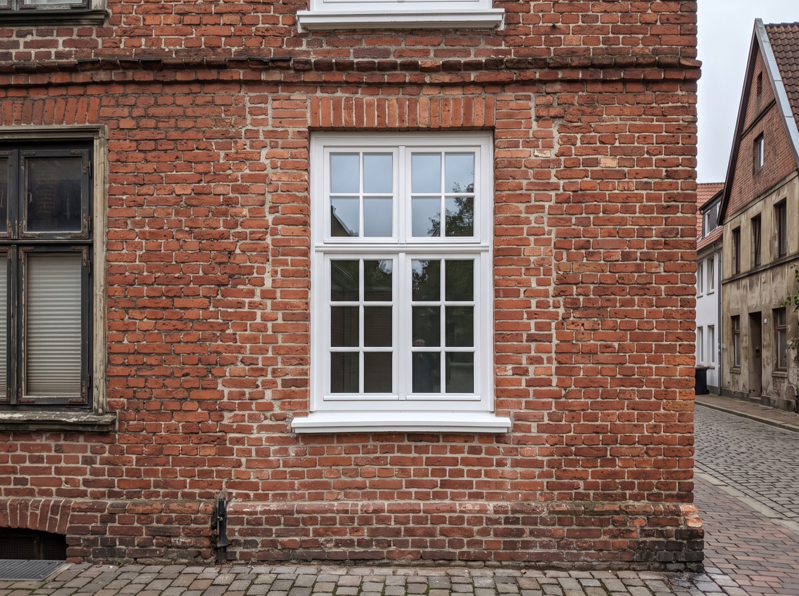 Fassade nach der Fenstersanierung mit neuem Fenster