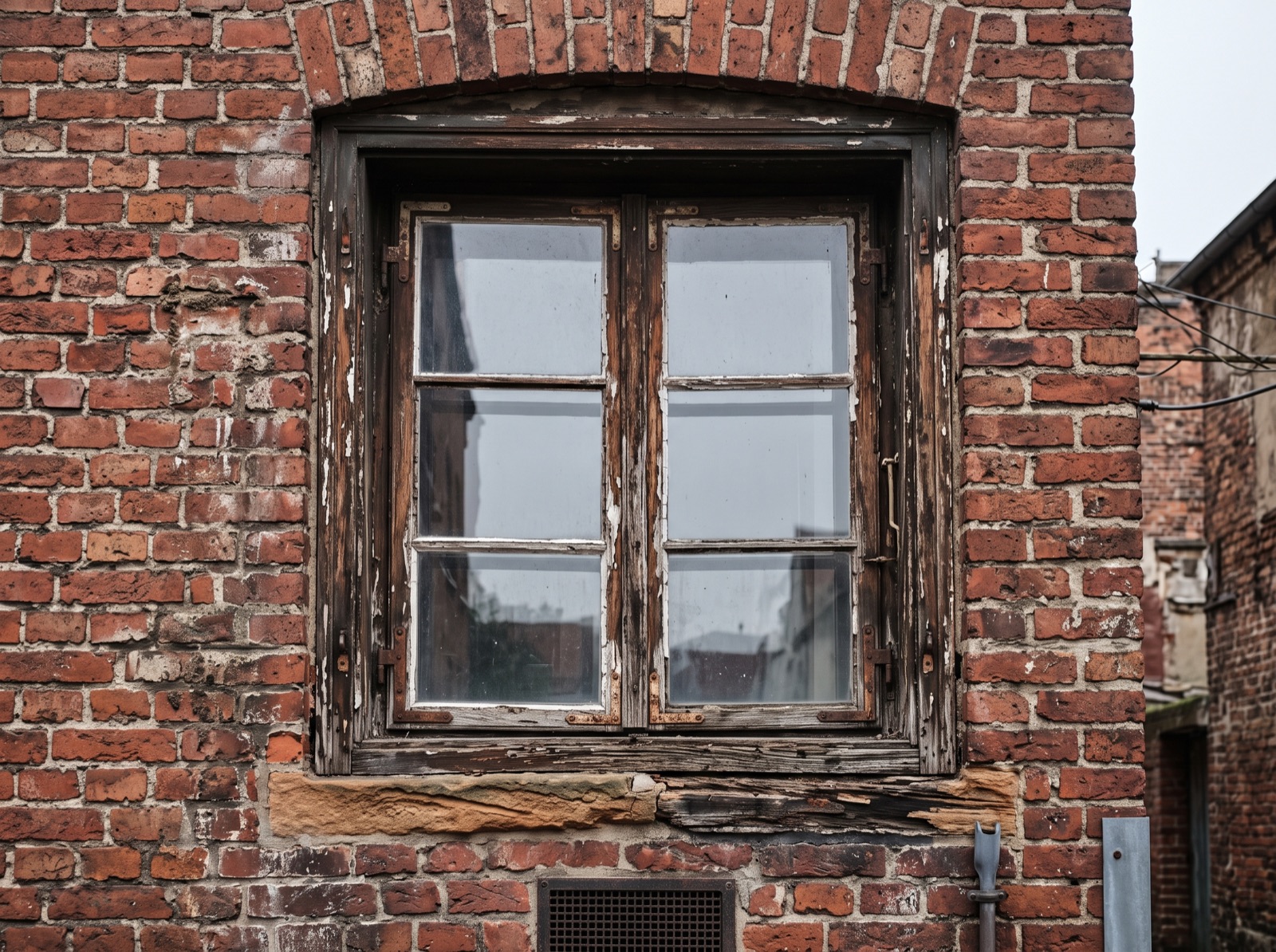 Fassade vor der Fenstersanierung mit altem Kastenfenster